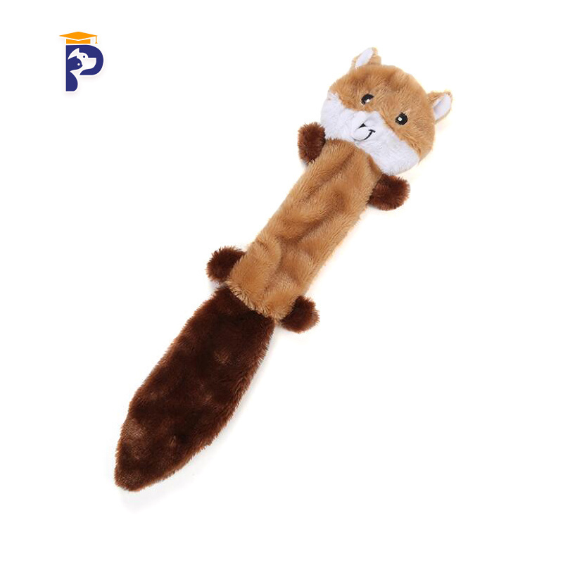 Squeaky Plush Dog Toy Fox / Raccoon / and Squirrel, Stuffing Free Durable Chew Toy for Medium Dogs