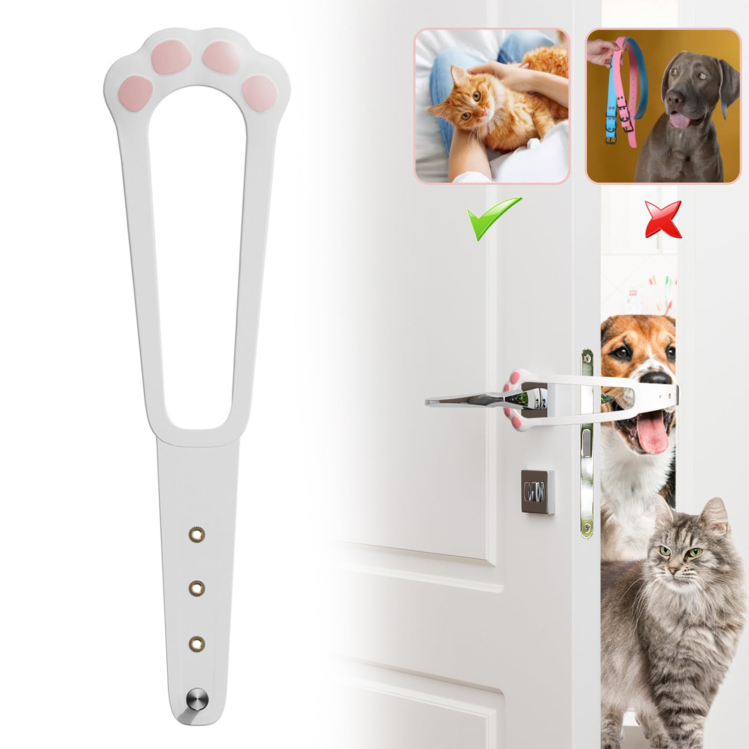 Adjustable strap door stopper cat easy entry keeps dogs outside pet door holder latch for cats