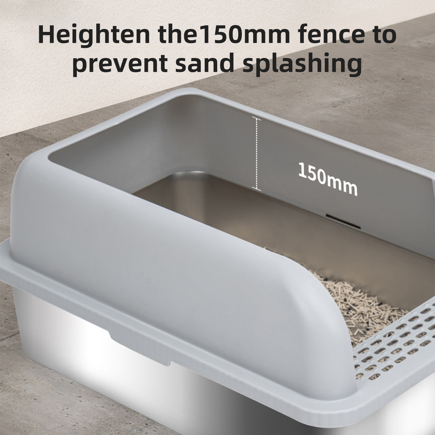 Wholesale customization big space widening pet manual cleaning removable stainless steel cat litter box