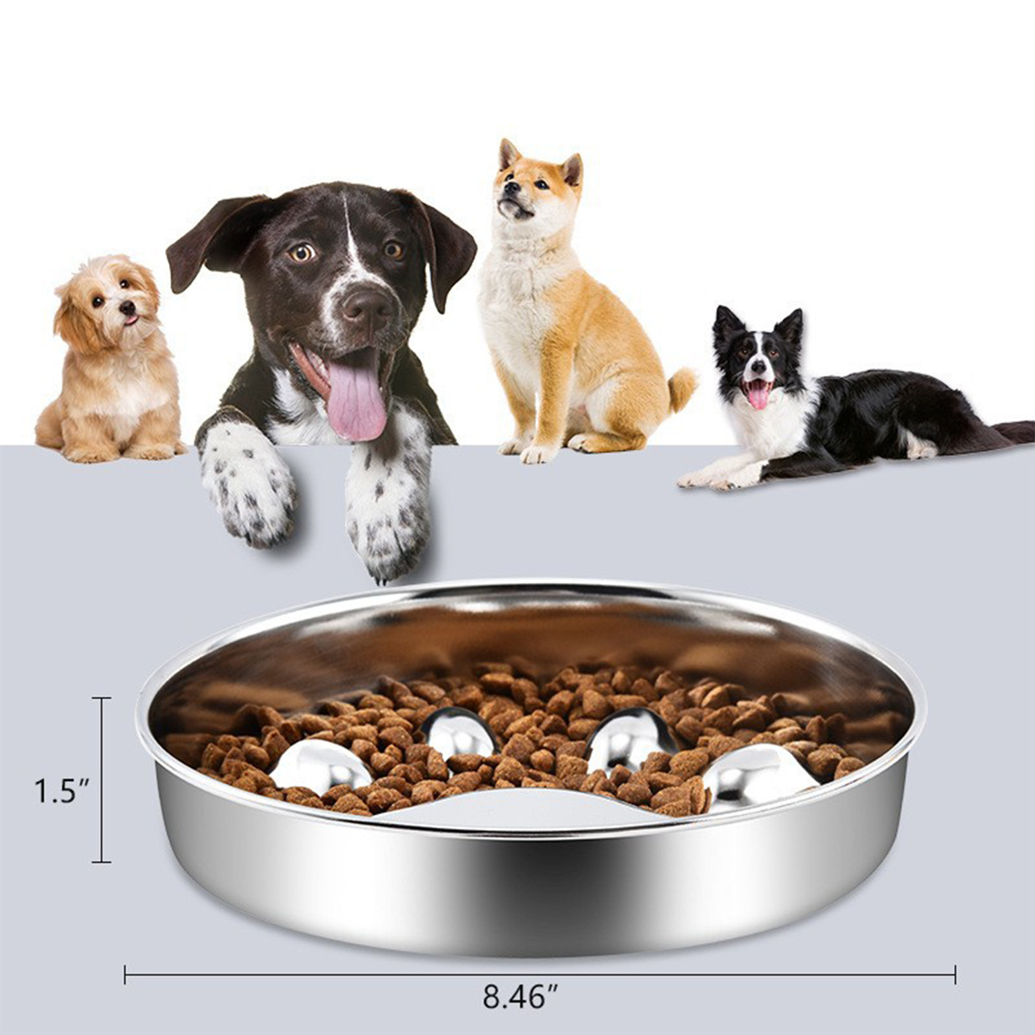 304 stainless steel metal slow feeder dog lick food dispenser pet food water bowl