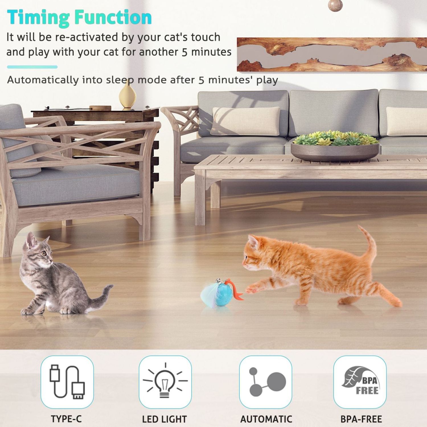 Electric automatic pet interactive toys rotating butterfly fluttering sound cat exercise toy