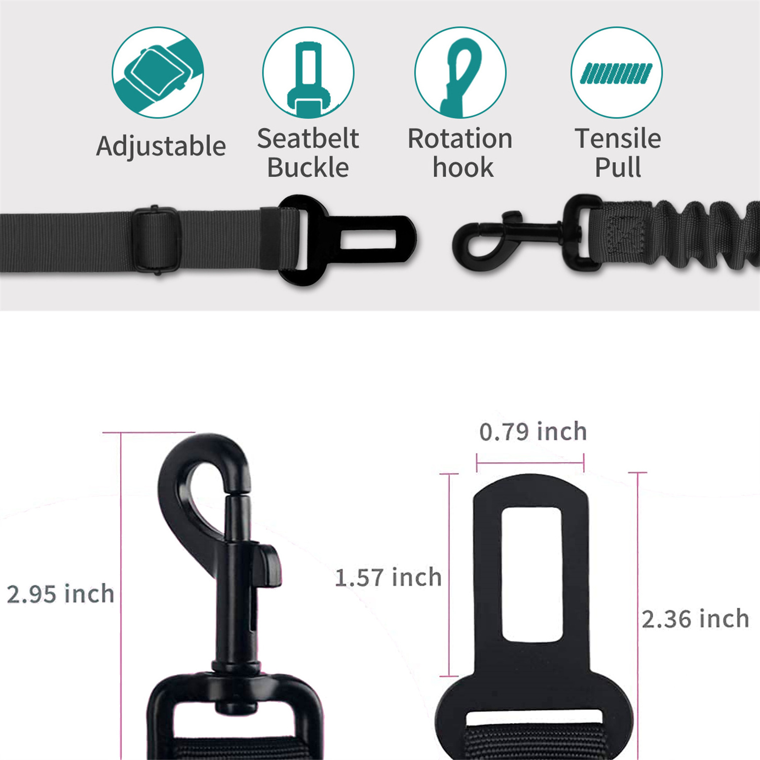 quick easy installation adjustable length  nylon pet leashes safety dog car seat belt for travel