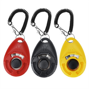 Pet accessories button clicker pet trainer puppy adjustable keychain dog training clicker with wrist strap