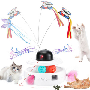 Electric automatic pet interactive toys rotating butterfly fluttering sound cat exercise toy