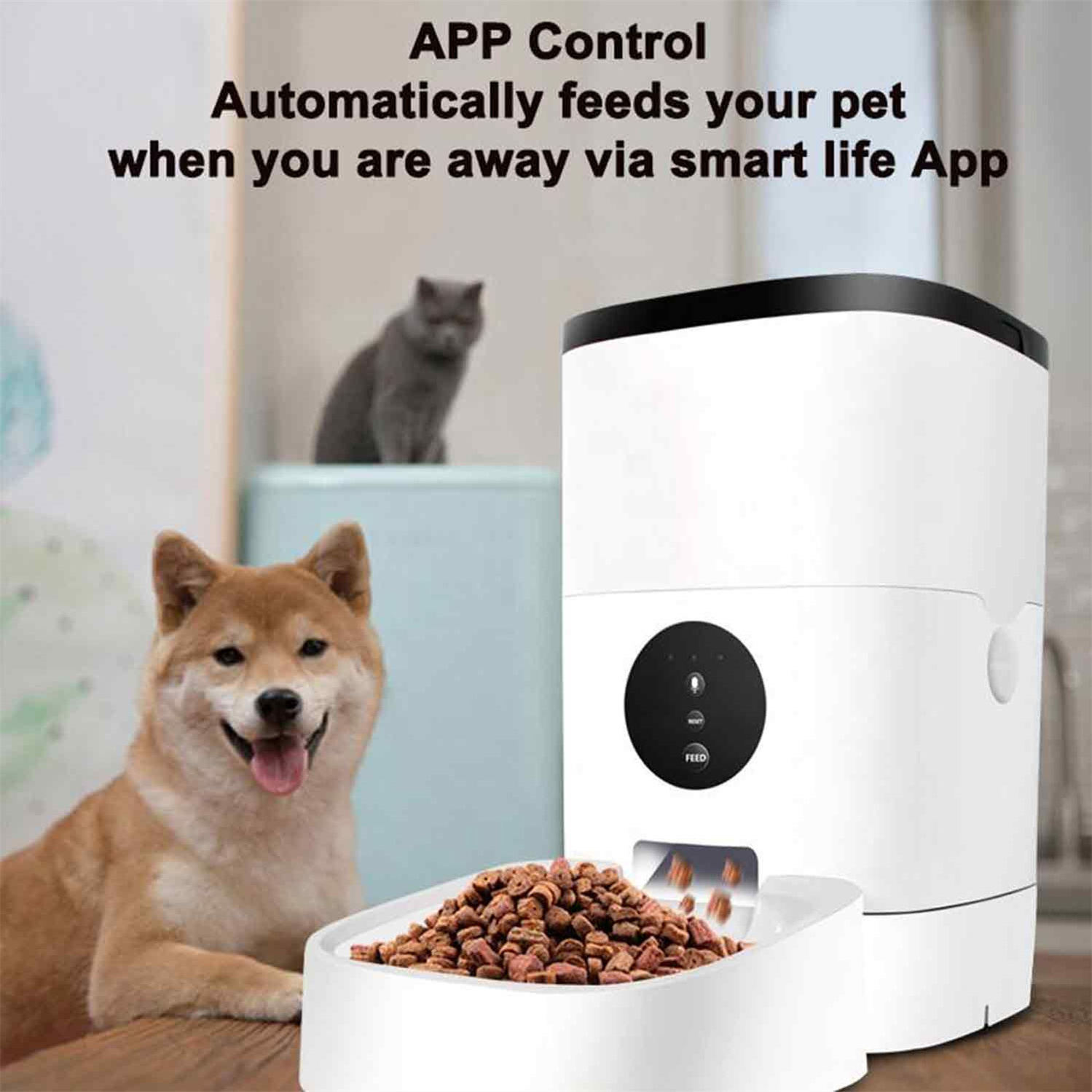 4L tuya wifi mobile app control microchip abs dog food dispenser intelligent cat bowl automatic smart pet feeder