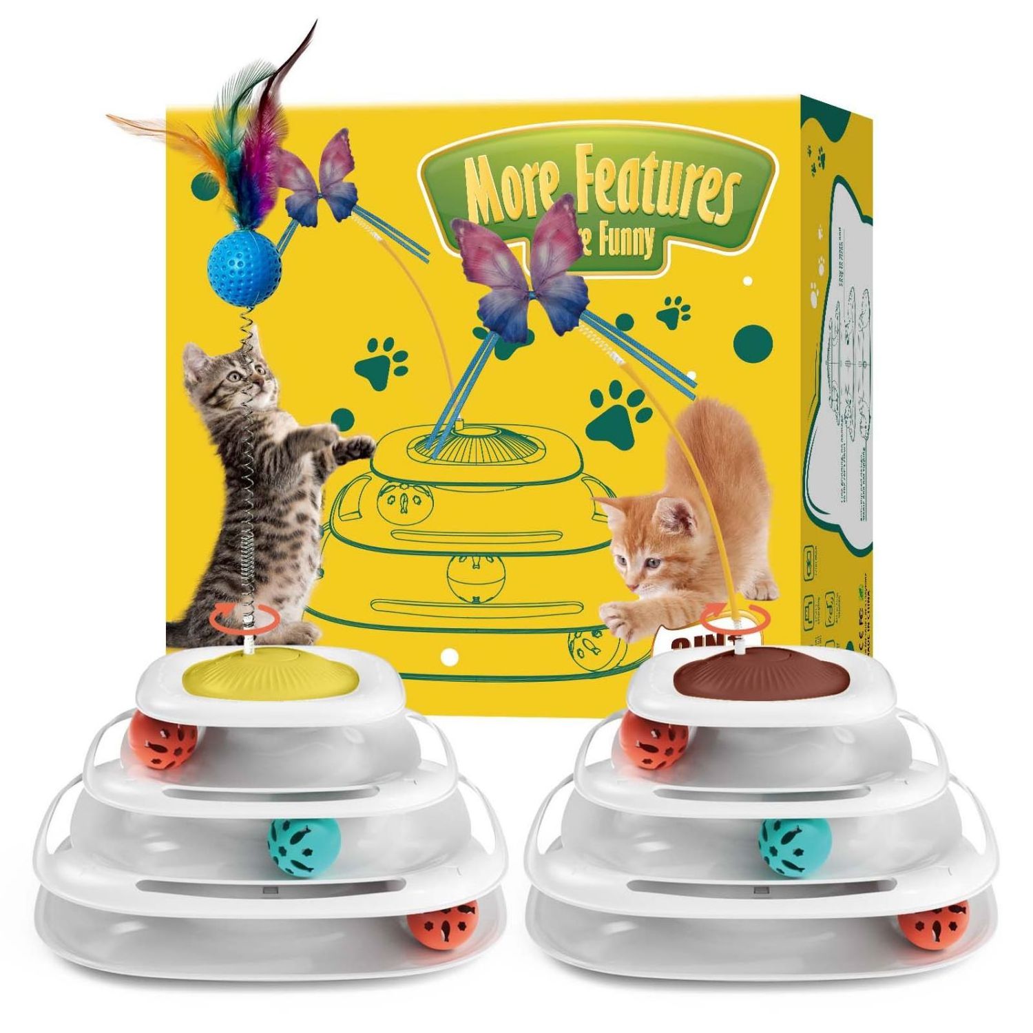 Electric automatic pet interactive toys rotating butterfly fluttering sound cat exercise toy