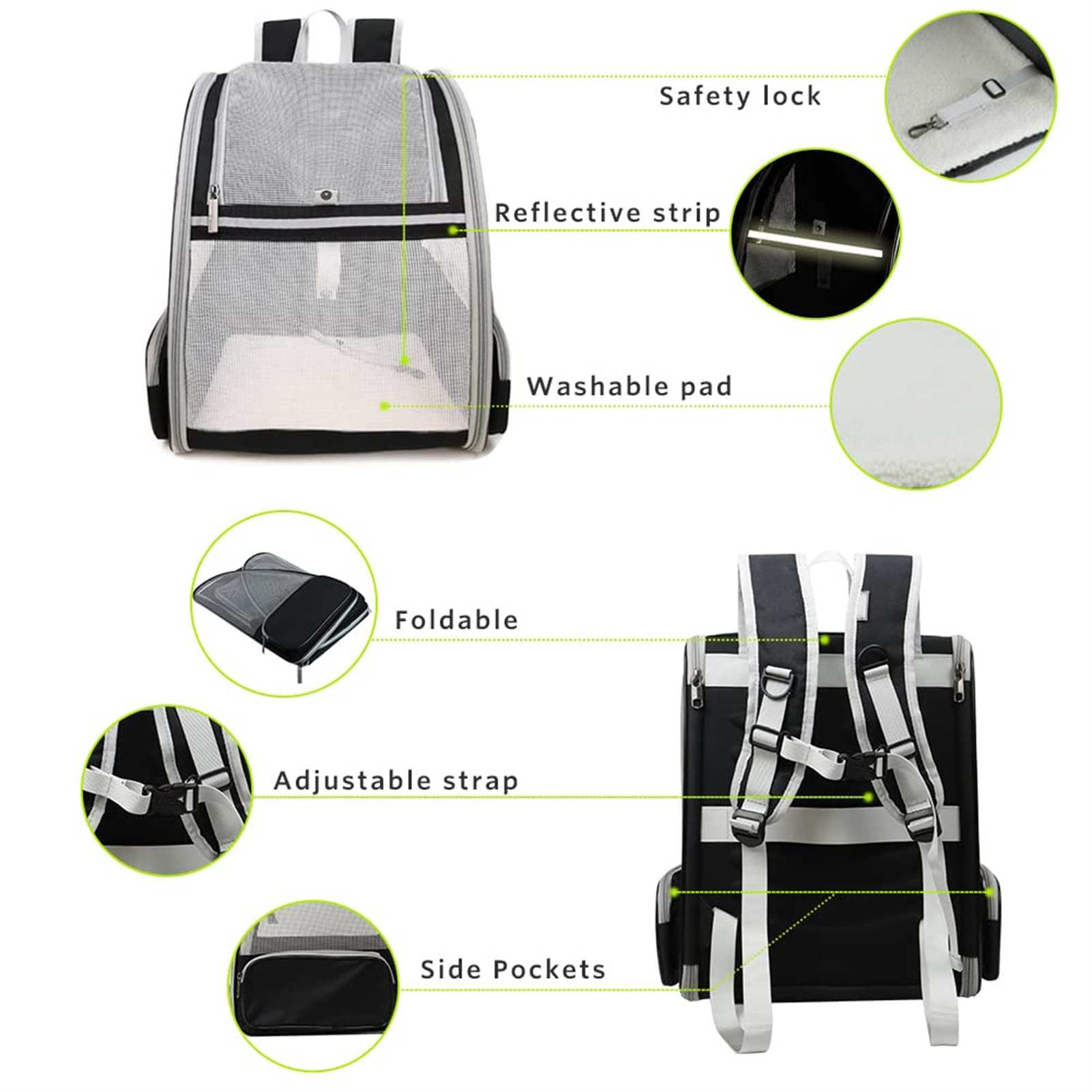 Outdoor travel hiking walking portable breathable lightweight foldable dog cat pet carrier backpack