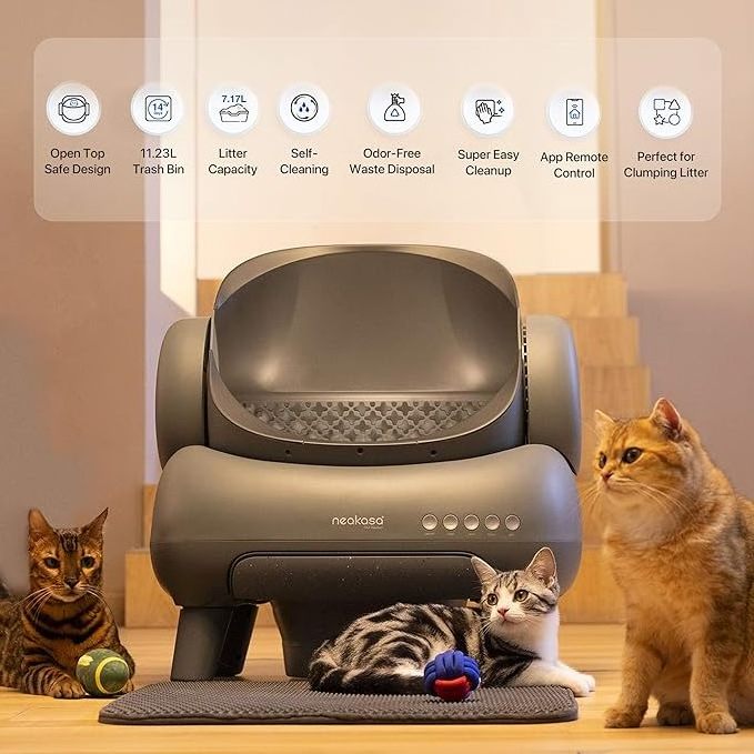 M1 Open-Top Self-Cleaning Cat Litter Box, Automatic Cat Litter Box with APP Control, Odor-Free Waste Disposal