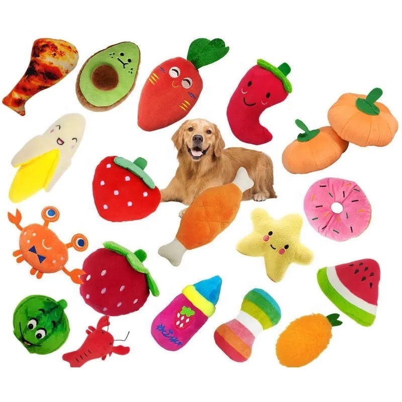 2023 Manufacturer Wholesale Custom Stuffed Pet Squeak Toys Cute Puppy Dog Plush Toys Set Bulk Dog Squeaky Toy for Pet