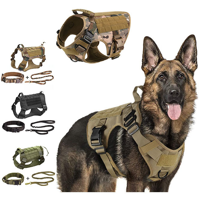 2023 Large Dog Harness Pet German Shepherd K9 Malinois Training Vest Tactical Dog Harness And Leash Set For Dogs Accessories