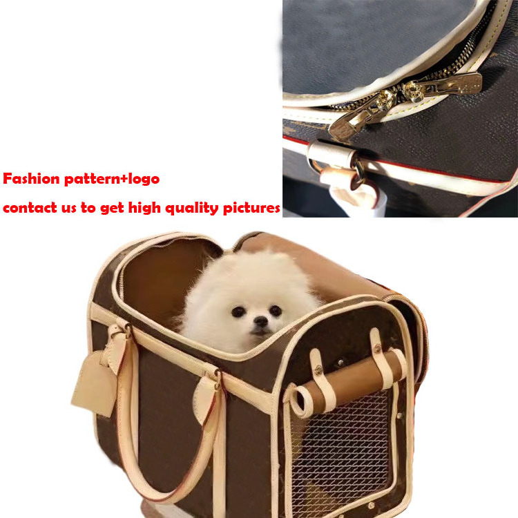 Luxury Designer Pet Carrier for small pets Dog Tote Classic Leather Dog Carry Bag Fashionable Cat Carrier Bag Pet Accessories