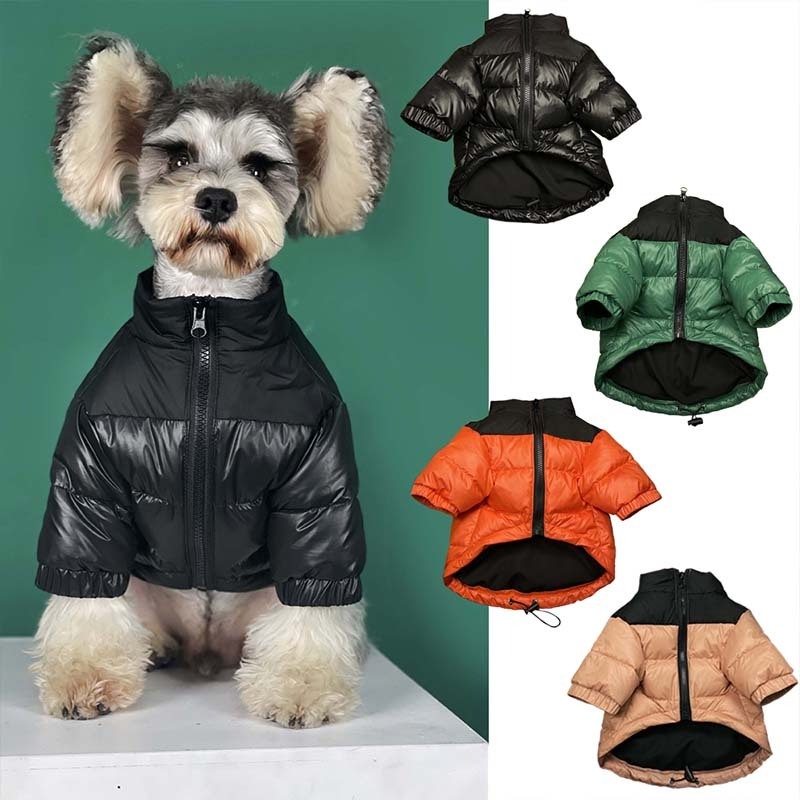 Dog Face Puffer Jacket Clothes Pet Puppy Hoodies Raincoats Warm Weatherproof Sweatshirt For Large Medium Small Dog