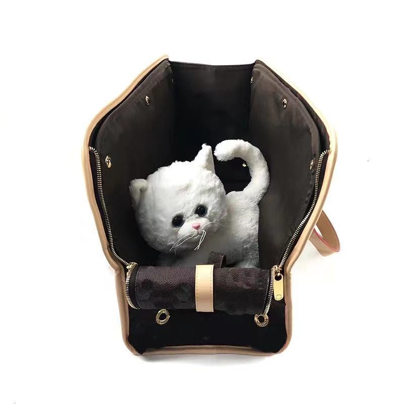 Luxury Pet Dog Carrier Cat Carry Bag Classic Presbyopia Leather Puppy Handbag Outdoor Travel Foldable Pet Carry Bag A-316