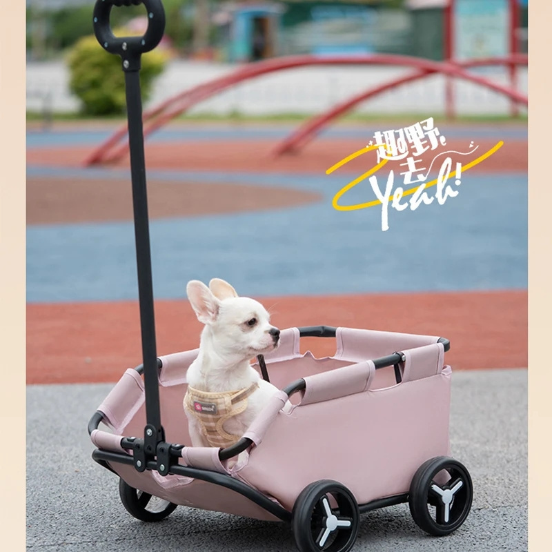 Lightweight Folding Pet Trolley Dog Car Pet Stroller with Small to Medium Dog Luxury Dog Cat Cart with 4 Wheels