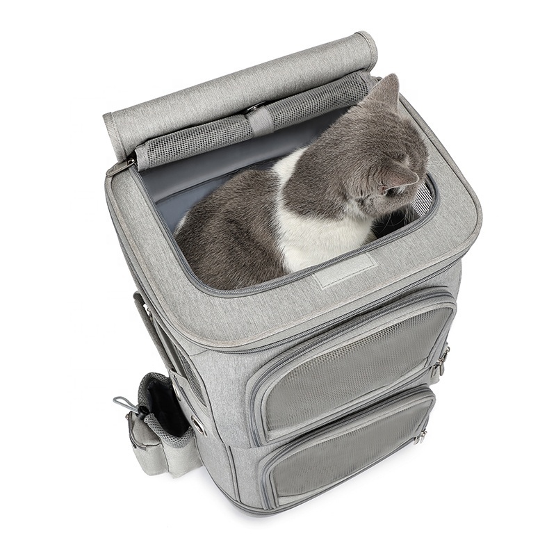 Factory Sales Double Layer Cat Dog Carrying Bag Backpack Portable Pet Rolling Carrier with Wheels Pets Travel Bags