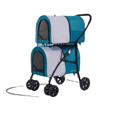 Double Pet Stroller for Dogs and Cats - Lightweight Foldable Travel Carrier Small Collapsible Pet Strollers