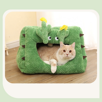 Pet Nest Cute House Cozy Cute Pink Princess Cat Bed Non-Slip Warm Pet Sofa Sleeping Bed Dog Cat Bed