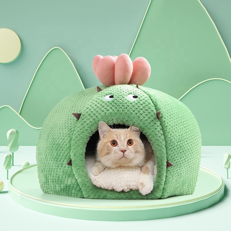 Pet Nest Cute House Cozy Cute Pink Princess Cat Bed Non-Slip Warm Pet Sofa Sleeping Bed Dog Cat Bed