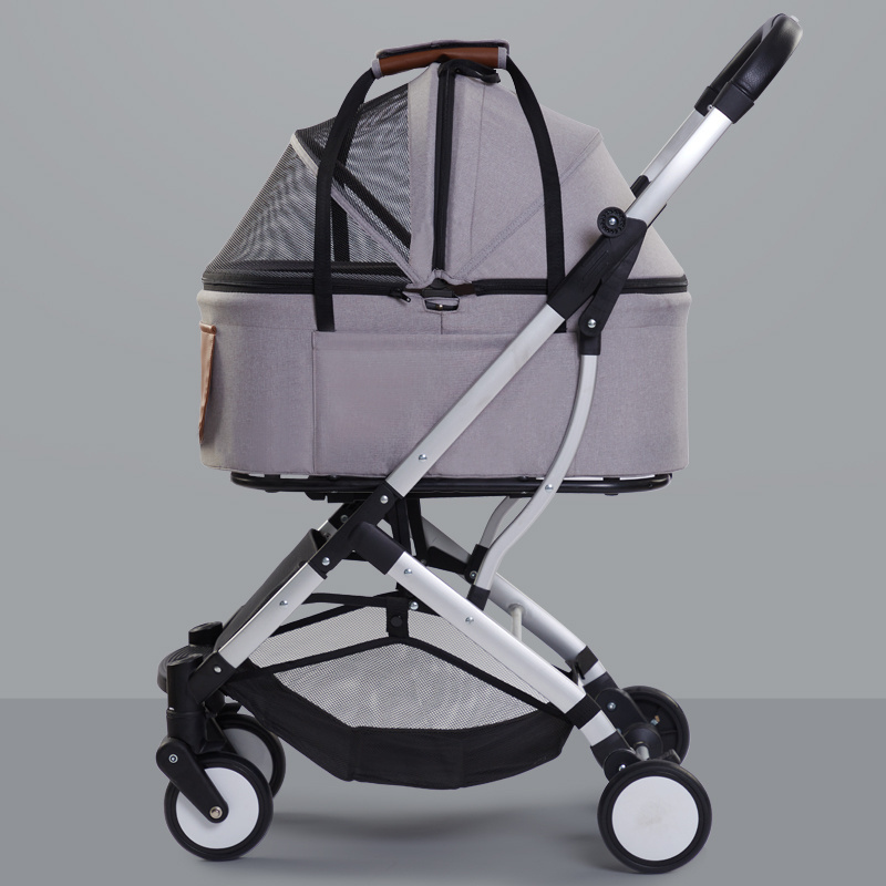 Hot selling aluminium dog pet trolley carrier ibiyaya dog stroller luxury 4 wheels pet with wheels