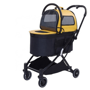 Double Pet Stroller for Dogs and Cats with 2 Detachable Carrier Quick-Folding Dog Stroller for Small Medium Dogs Cats