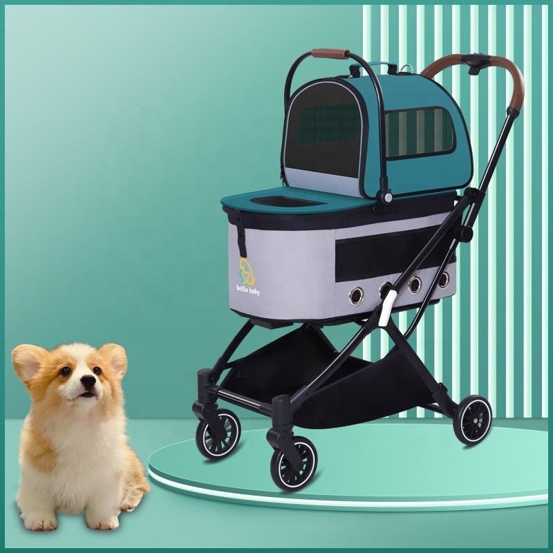 Double Pet Stroller for Dogs and Cats with 2 Detachable Carrier Quick-Folding Dog Stroller for Small Medium Dogs Cats