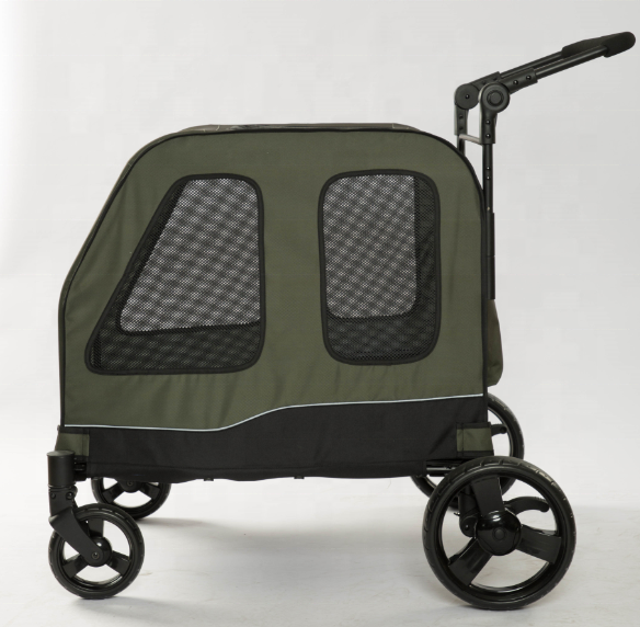 Factory 600D Oxford 4 Wheel Dog Stroller Pet Travelling Outdoor Foldable Pet Trolley Cart Large Pet Stroller For Big Dog