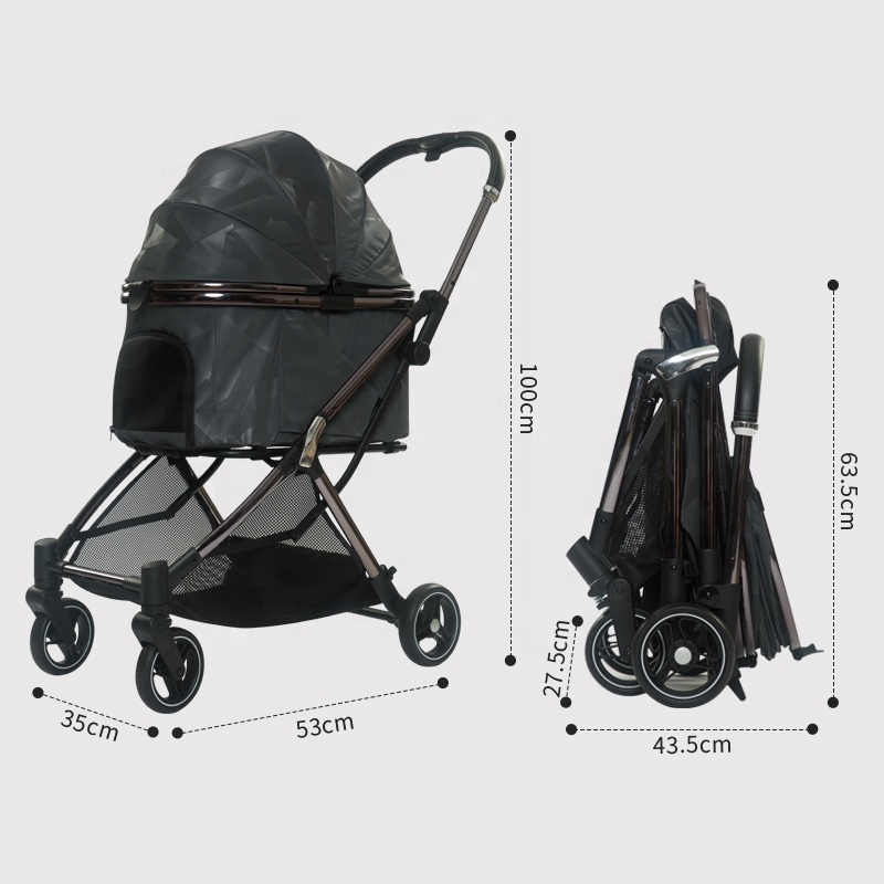 Buggy Pet Dog Stroller, Quick Folding, Shockproof with 2 Front Swivel Wheels Holder, Puppy Jogger Carrier Cart