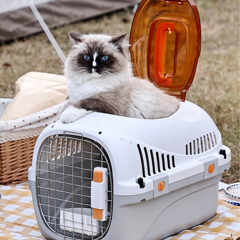 Durable Large Cat Dog Air Transport Box Plastic Pet Carrier Cage Pet Transport Box With Skylights