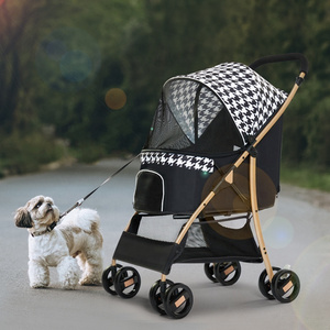 Wholesale Factory Direct Golden Pipe Luxury 15KG Large Capacity Multifunction Foldable Pet Stroller for Dogs Cats