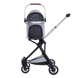 2023 New design detachable multiple mesh window pet stroller dog stroller luxury 4 wheels pet stroller