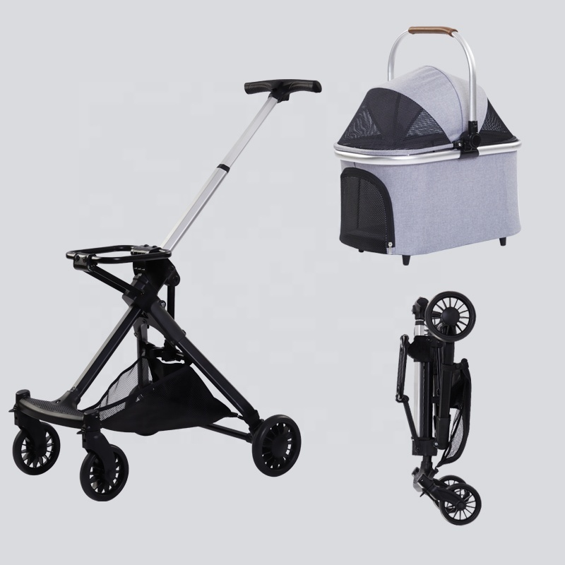 2023 New design detachable multiple mesh window pet stroller dog stroller luxury 4 wheels pet stroller