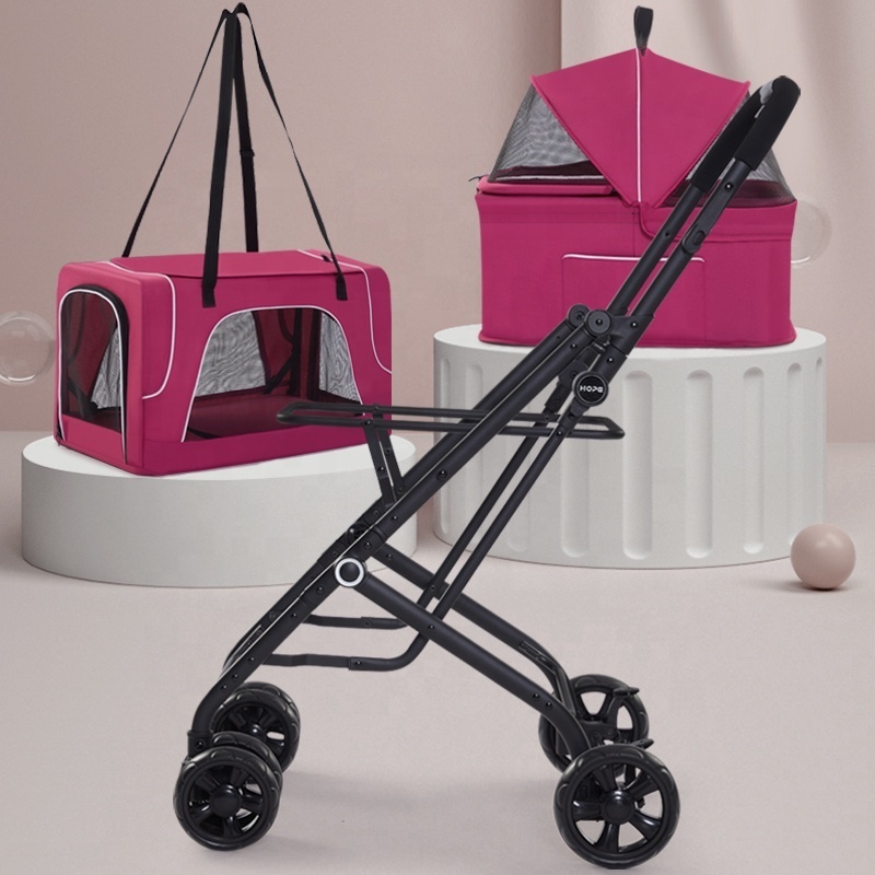 Double carrier pet wagon cheap price lightweight and portable support OEM/ODM suitable cats and dogs stroller for travel