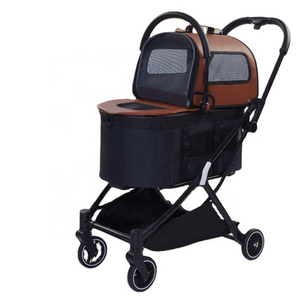 High quality wholesale twins dog stroller pet carriage double pet stroller for 2 small dogs or cats