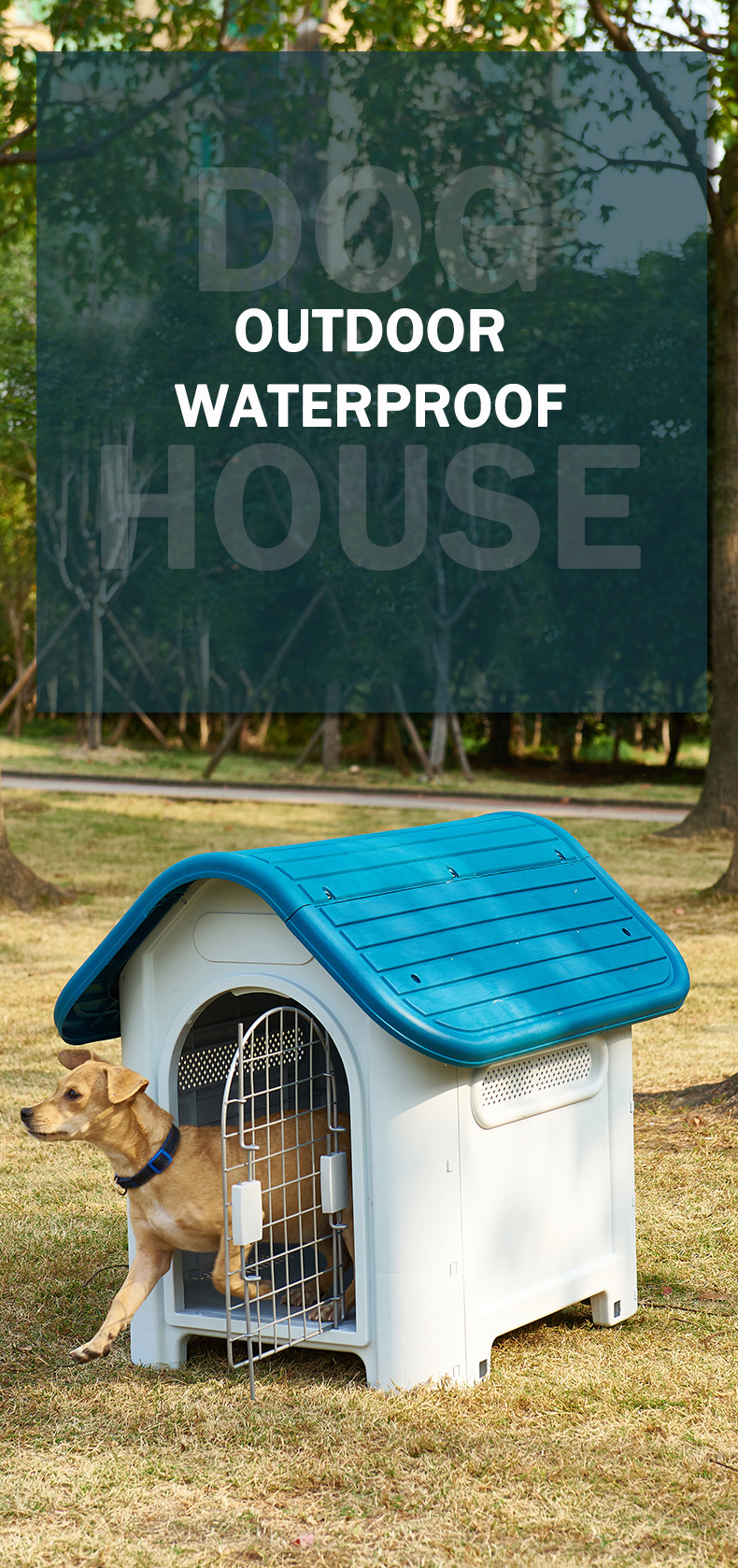 2023  Fashionable Pet Shelter Plastic Insulated Outdoor Large Dog House All Seasons Universal Kennel