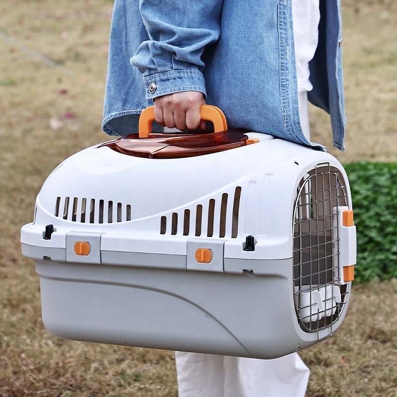 Durable Large Cat Dog Air Transport Box Plastic Pet Carrier Cage Pet Transport Box With Skylights