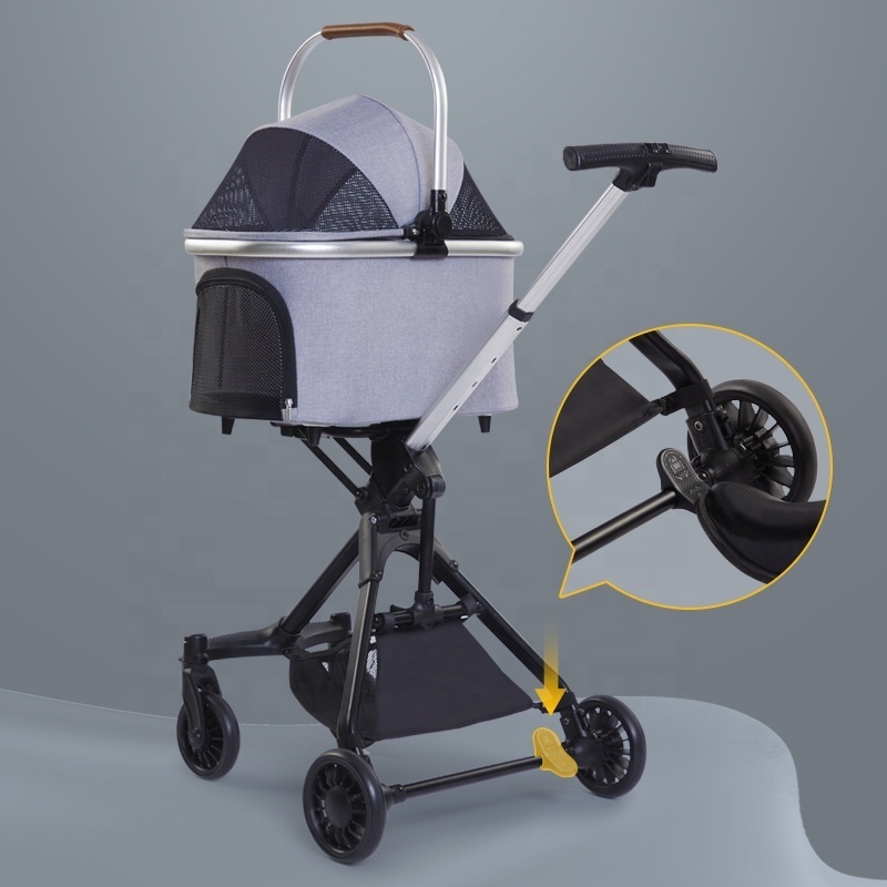 2023 New design detachable multiple mesh window pet stroller dog stroller luxury 4 wheels pet stroller