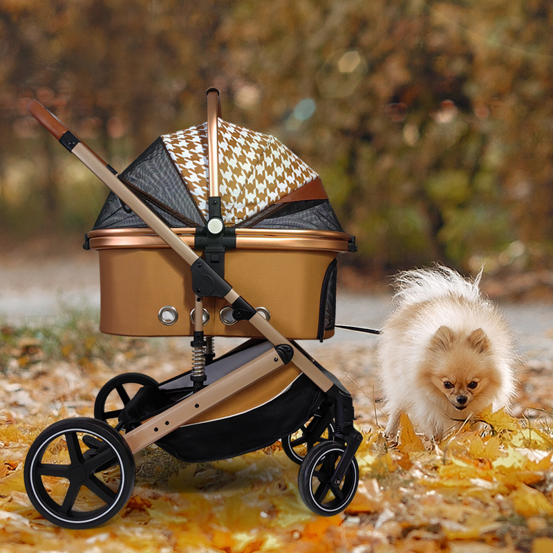 OEM&ODM Pet Stroller  2 in 1 Folding Four-wheels Easy Walk Travel Carrier Pet Stroller For Cats Dogs