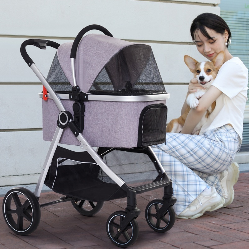 Detachable One-Step Folding Pet Trolley Dog Stroller  Separation luxury 4 wheels Pet stroller For Small&medium sized dog