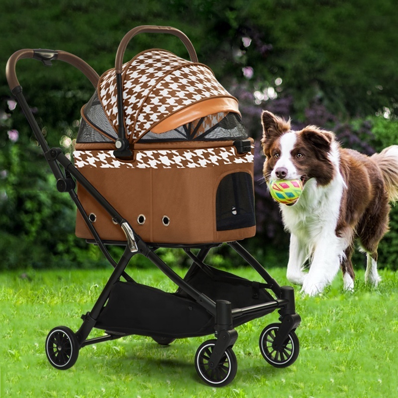 Pet Stroller for Small Medium Dogs, Cat Stroller Travel System Four Wheel Dog Stroller with Carrier for pet