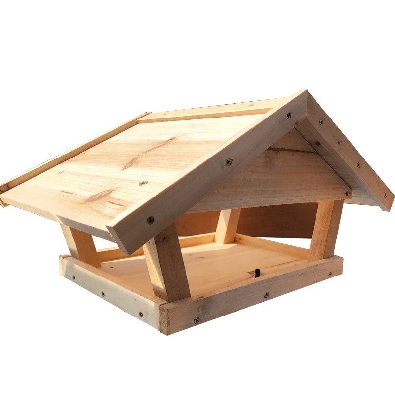 Wooden Bird House Patio Decor Hexagon Shaped Gazebo Bird Feeder Birds Feeders for Outdoors Hanging