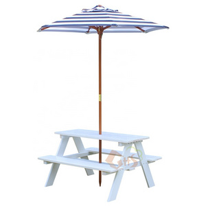 children kids backyard outdoor garden wooden sand water picnic table bench with umbrella