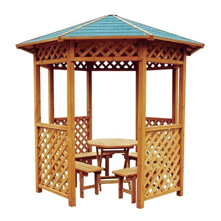 Waterproof Cedar Framed Outdoor Garden Patio Wooden Octagonal Gazebo