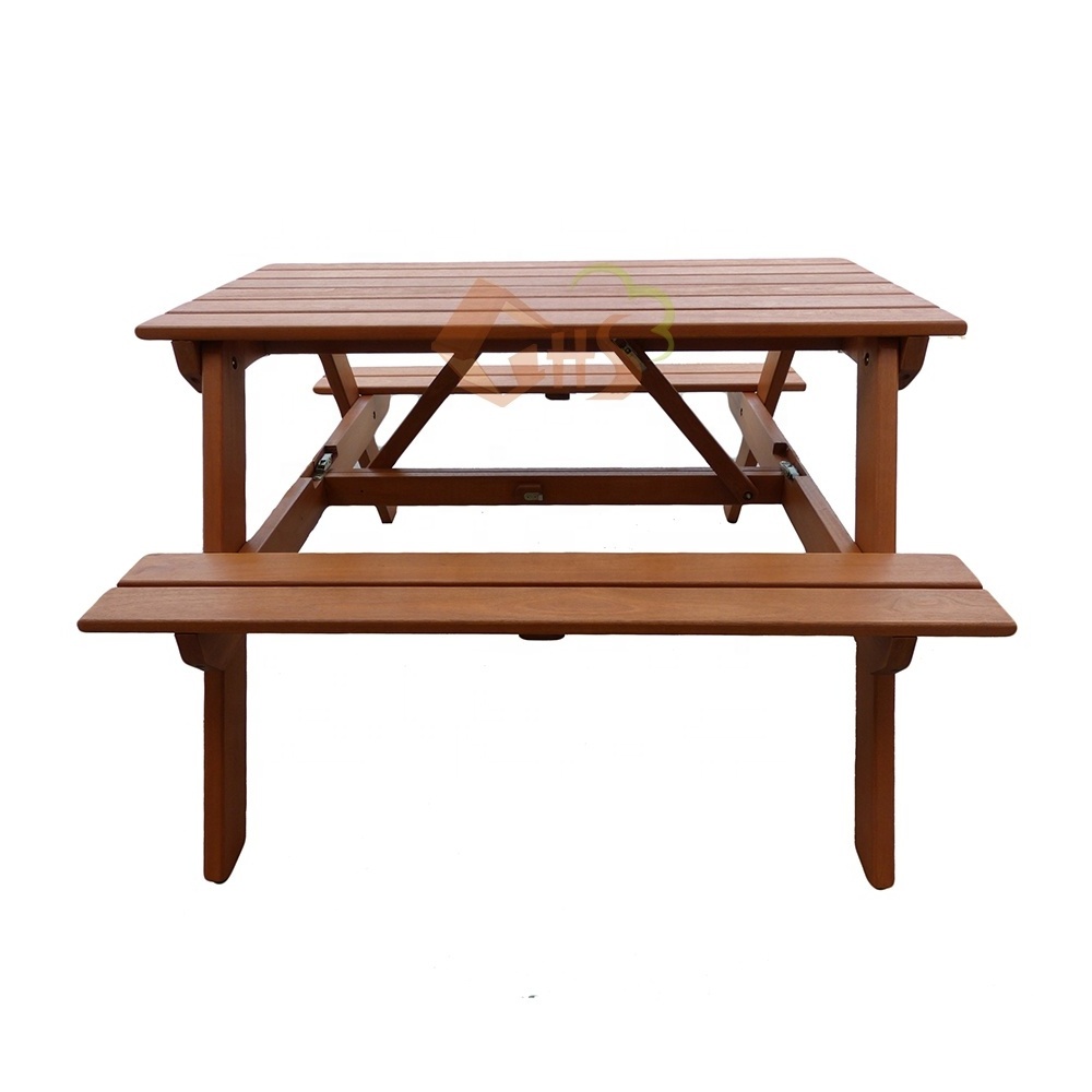 garden wooden collapsible two in one picnic table bench set