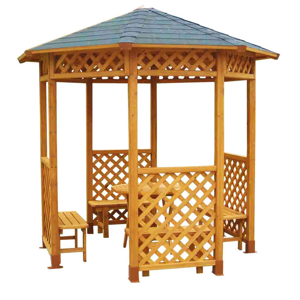 Outdoor Garden Patio Wooden Hexagon Gazebo Kits