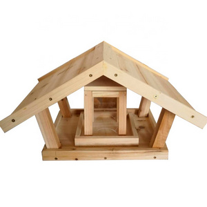 Wooden Bird House Patio Decor Hexagon Shaped Gazebo Bird Feeder Birds Feeders for Outdoors Hanging