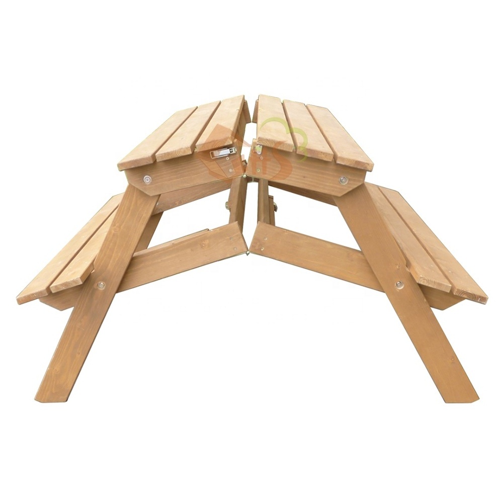 garden wooden collapsible two in one picnic table bench set