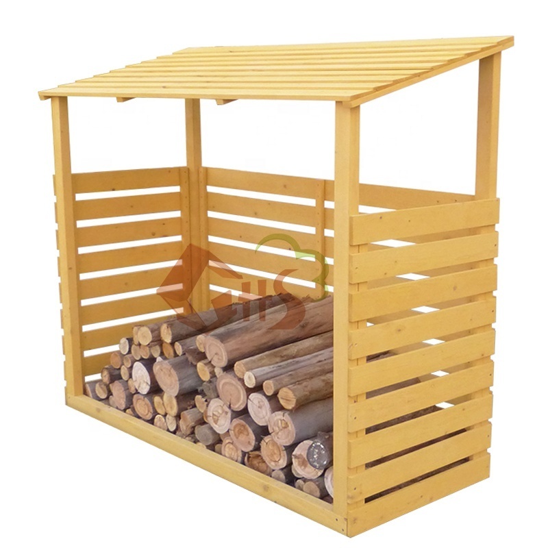 Outdoor Garden Domestic bevel roof yellow Chinese firwood  cedar firewood storage shed canopy shield