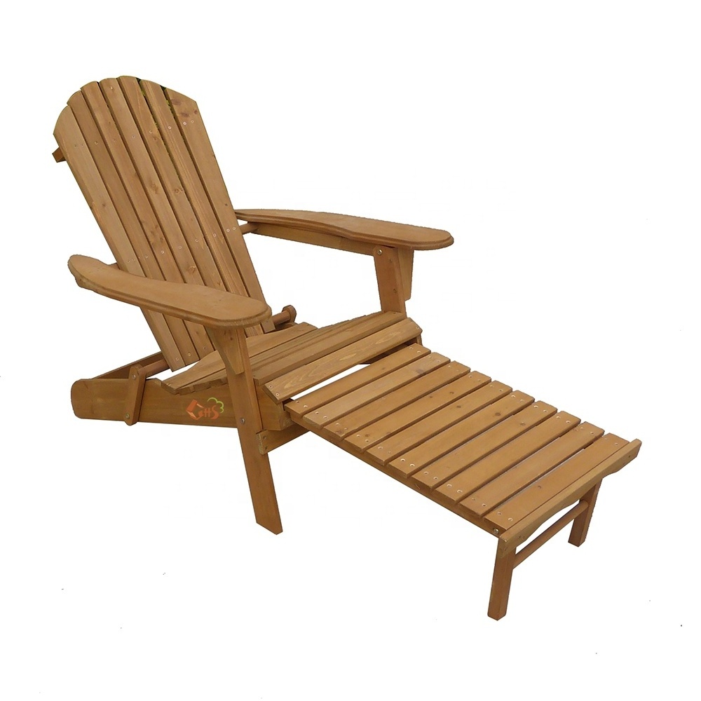 Foldable adirondack wood chair with ottoman