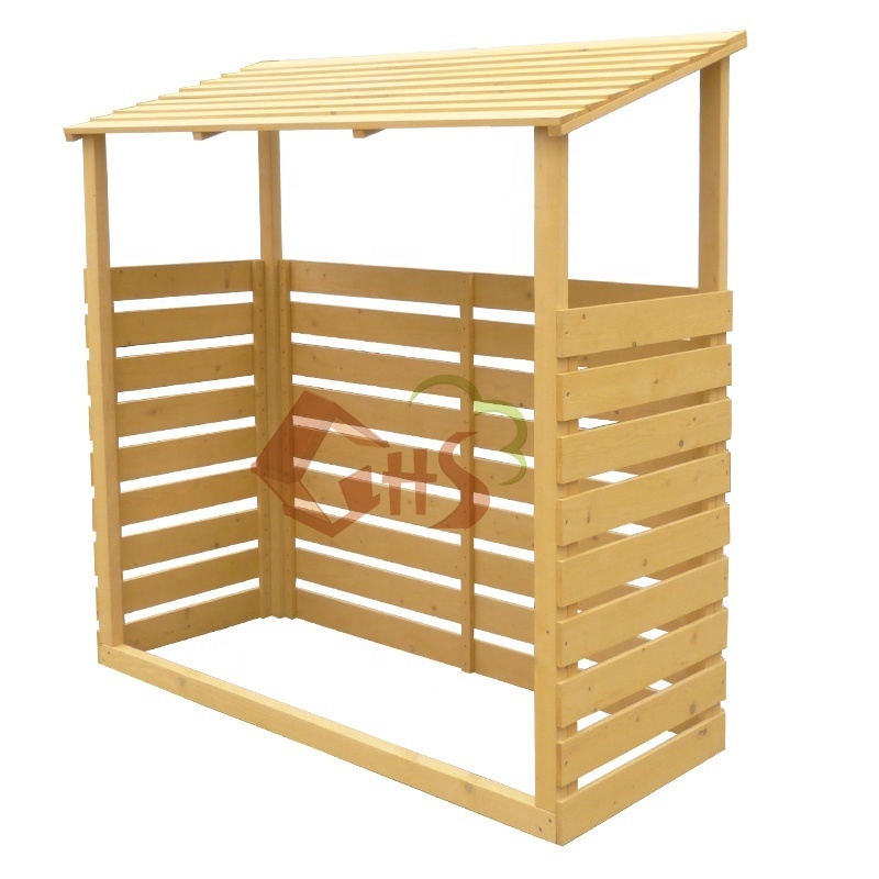 Outdoor Garden Domestic bevel roof yellow Chinese firwood  cedar firewood storage shed canopy shield