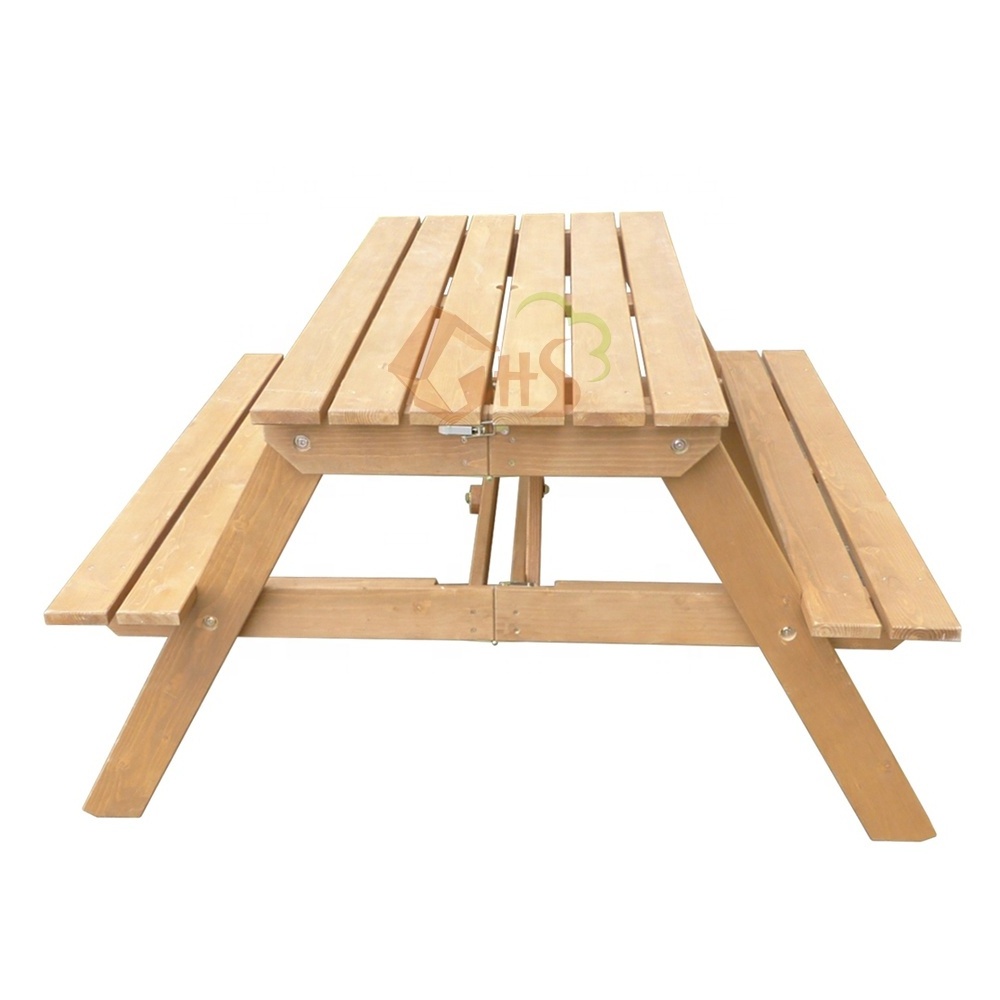 garden wooden collapsible two in one picnic table bench set